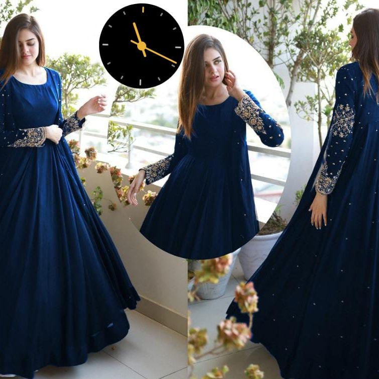 Heavy Embroided Pearls Attached Gown With Long Maxi