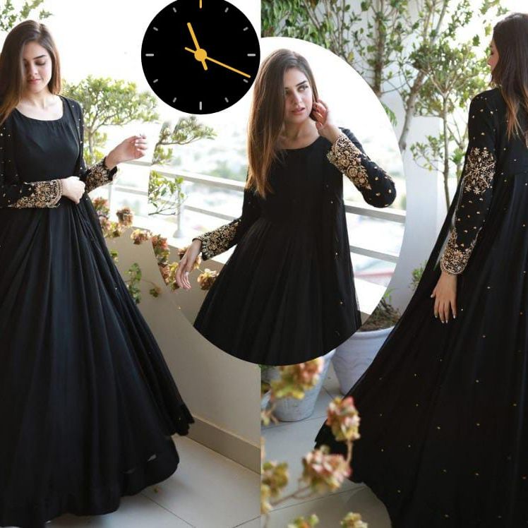 Heavy Embroided Pearls Attached Gown With Long Maxi