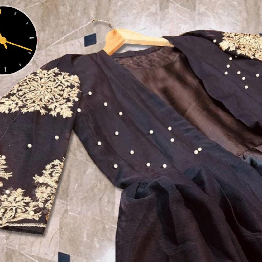 Heavy Embroided Pearls Attached Gown With Long Maxi