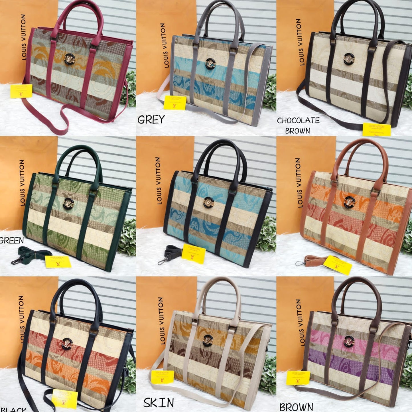 LV Printed Jute Shoulder Bag