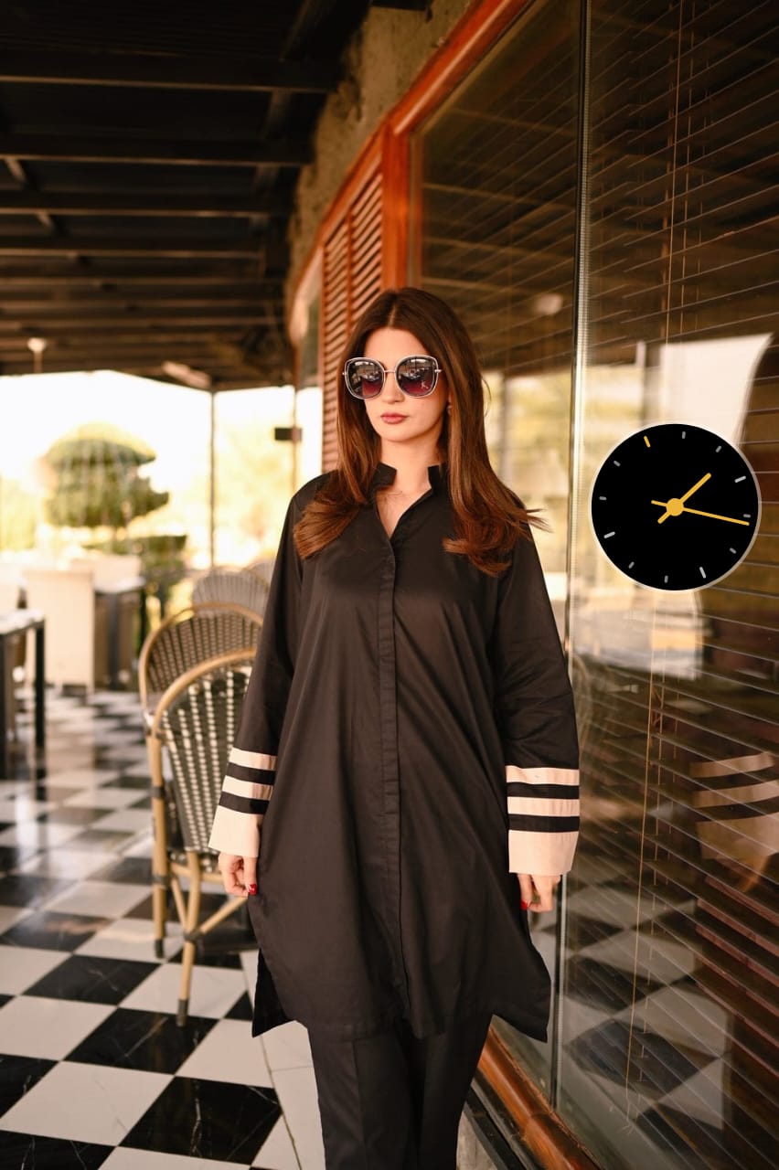 Plain Contrast Suit for Ladies - 2Pc