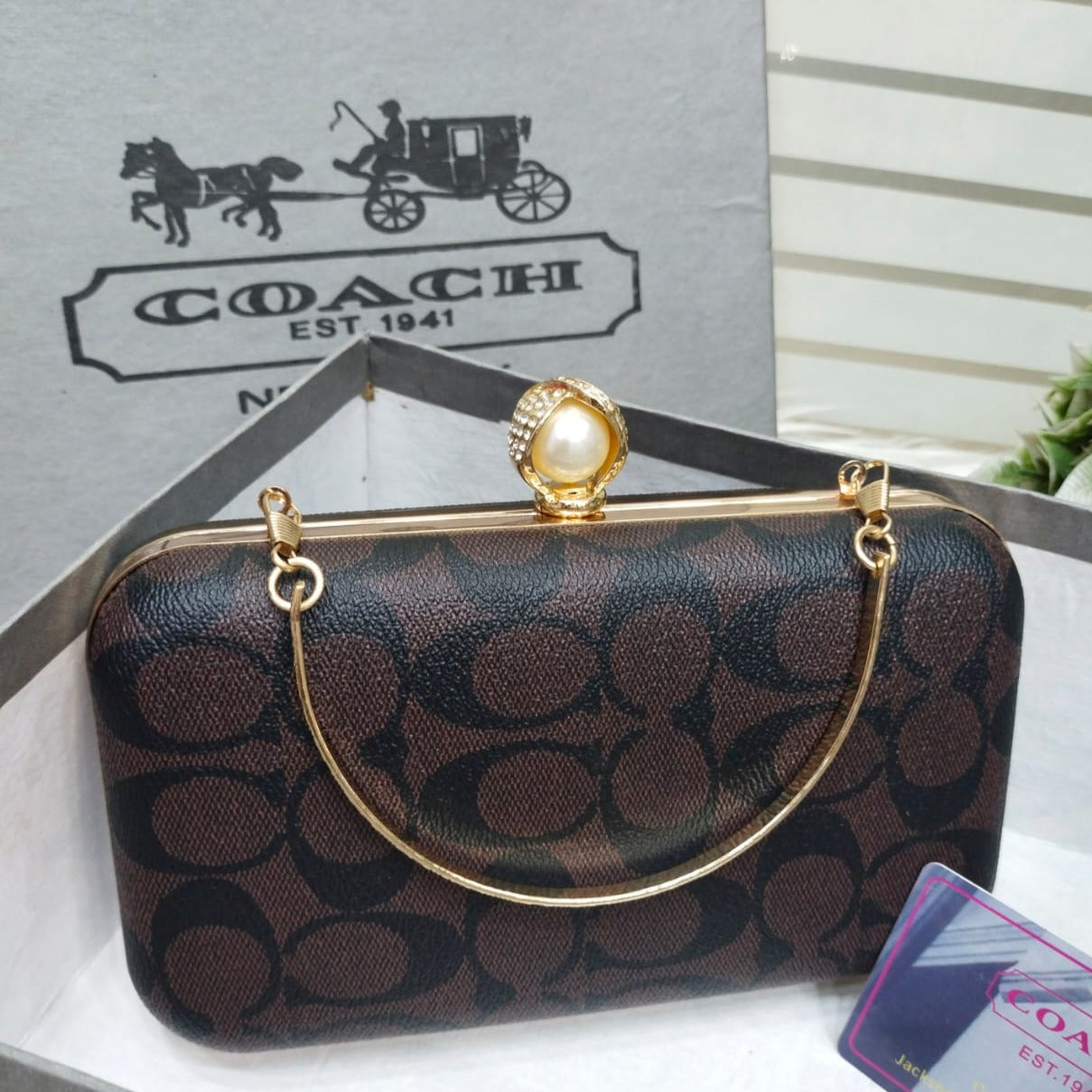 Coach Formal Metal Clutch