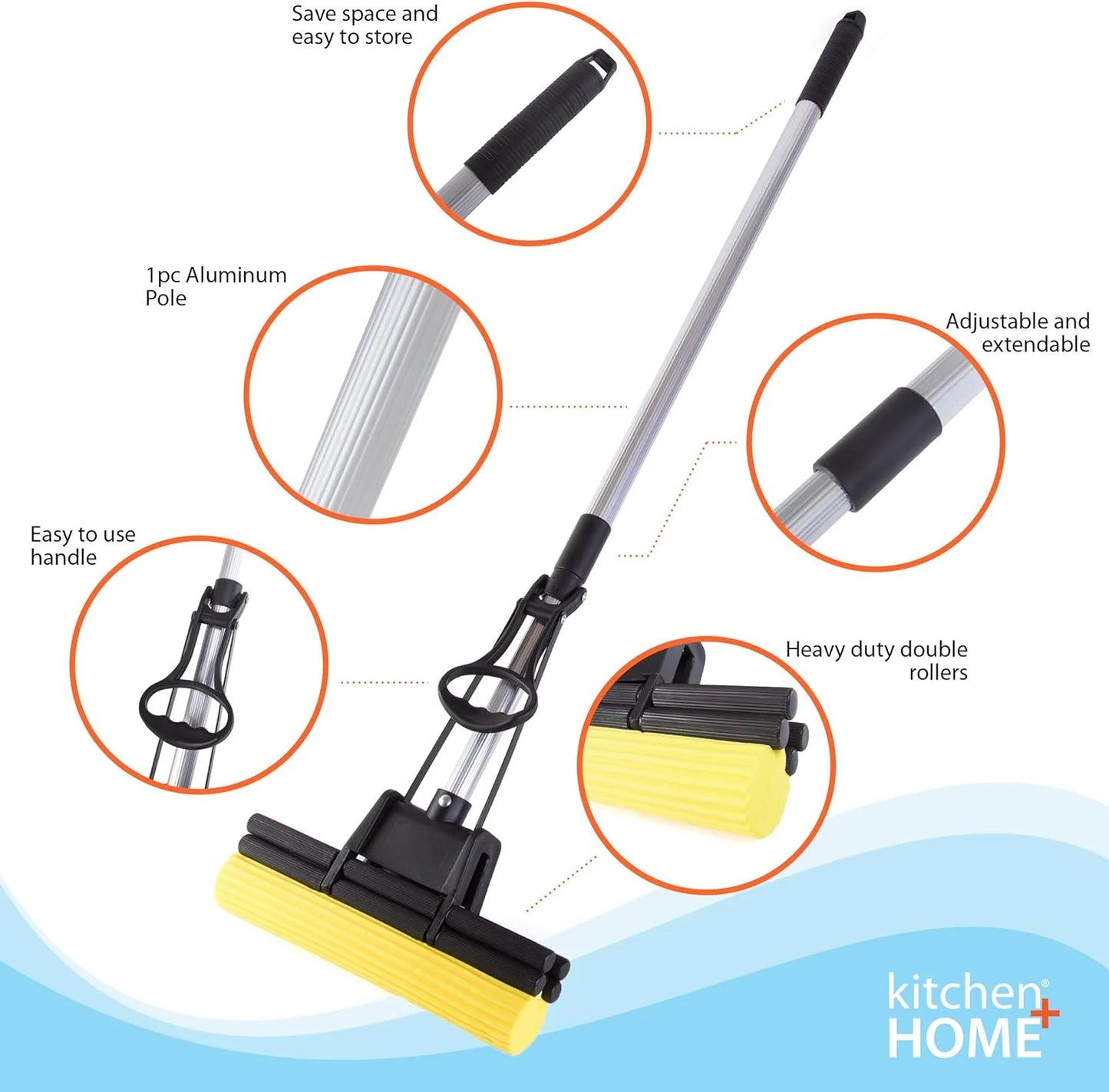 Auto Water Absorb and Squeezing Foamic Mop