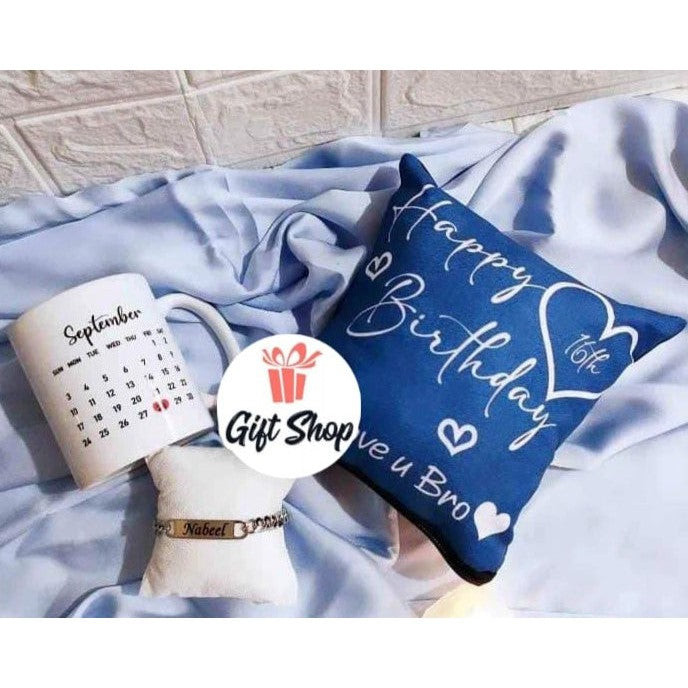 Customized Gift Set of 3 ( Cushion Mug Bracelet )