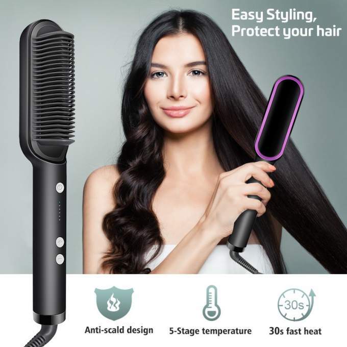 Hair Brush Electric Straightener