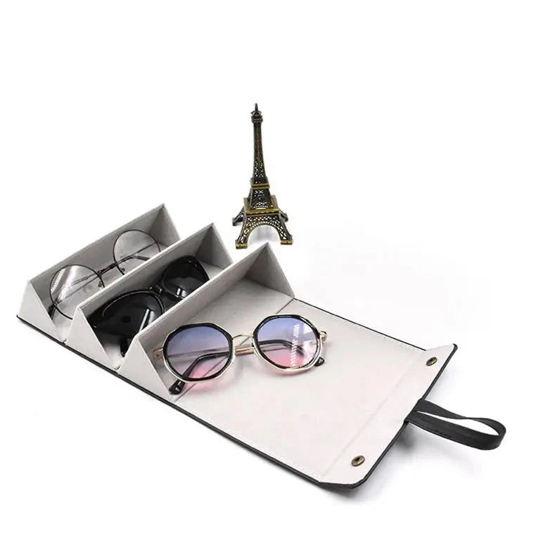 Foldable Leather Eye Glasses Organizer