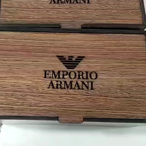 EMPORIO ARMANI Complete Set - Watch, Wallet, and Wooden Gift Box