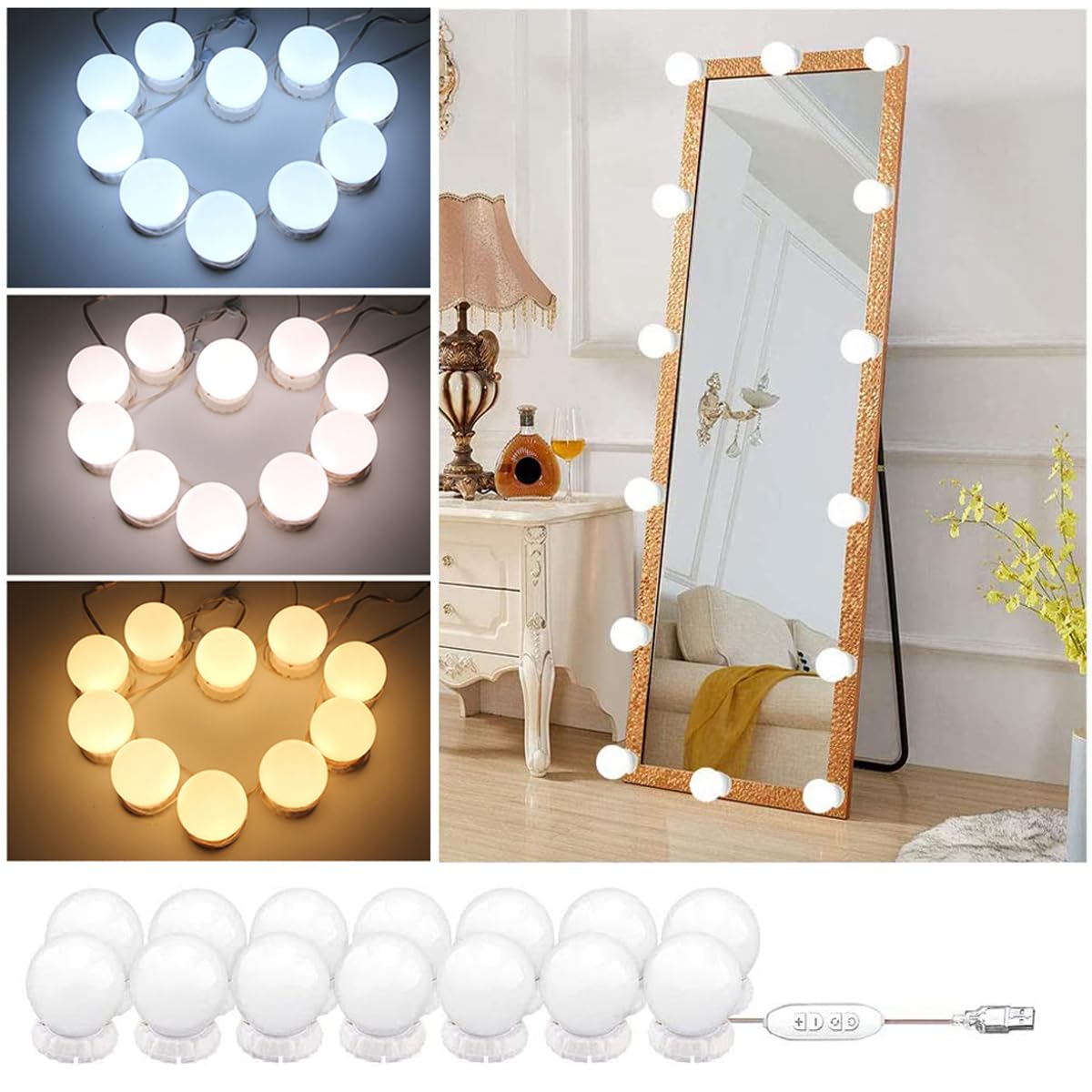 3 Modes Vanity Bulbs (USB Operated)