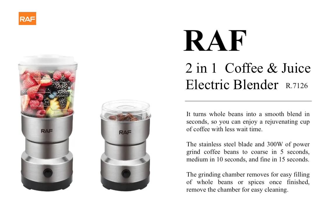 RAF Coffee & Juice Electric Blender - 2 in 1 with 300Watts