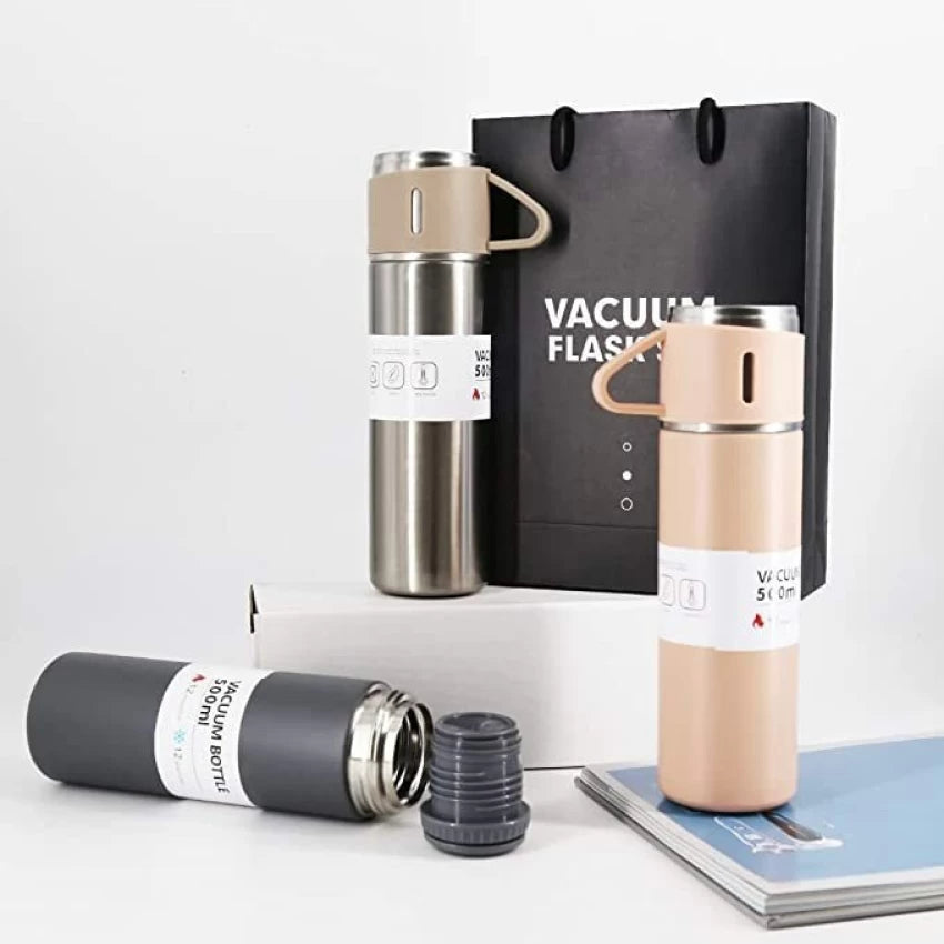 Stainless Steel Vacuum Flask Bottle with 3 Cups