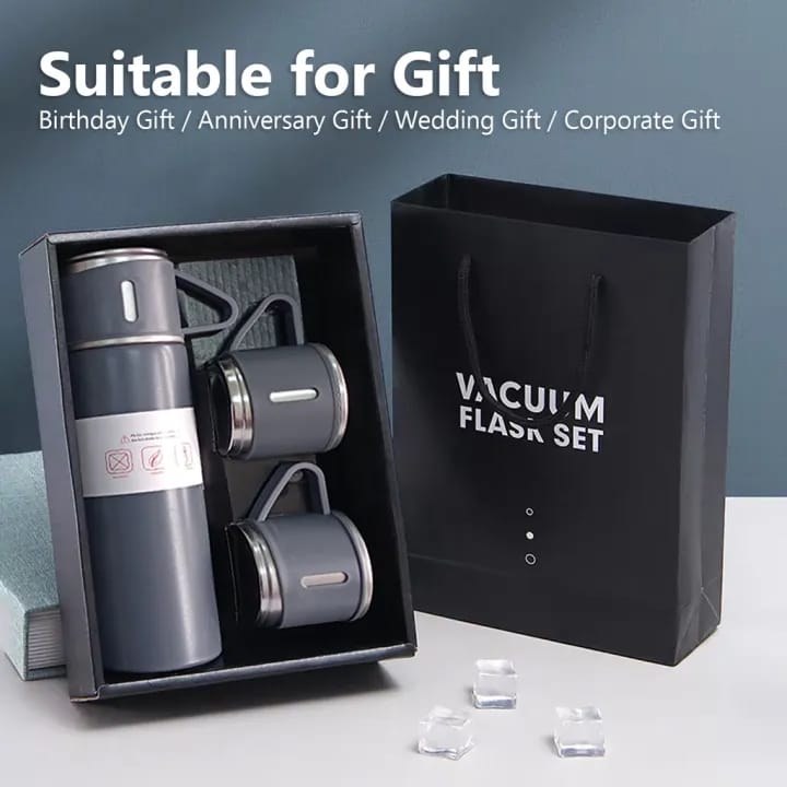 Stainless Steel Vacuum Flask Bottle with 3 Cups