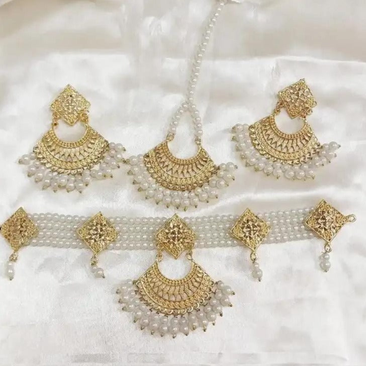Regal Radiance Choker Set - Earring and Tika - Complete Set