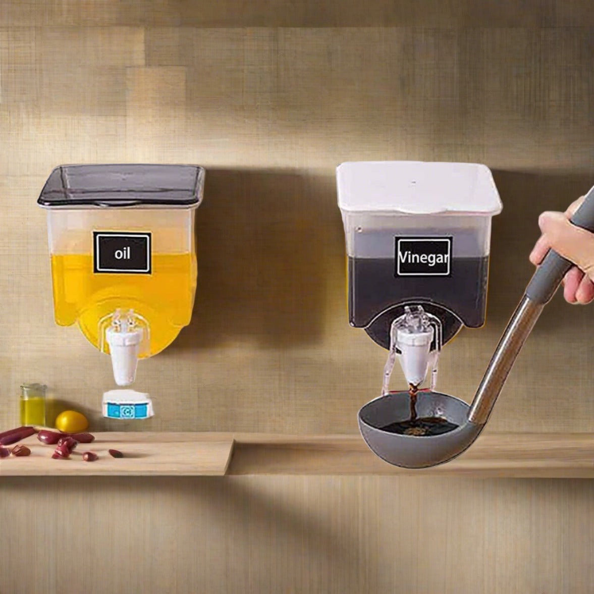 Wall Oil Dispenser with Push Faucet