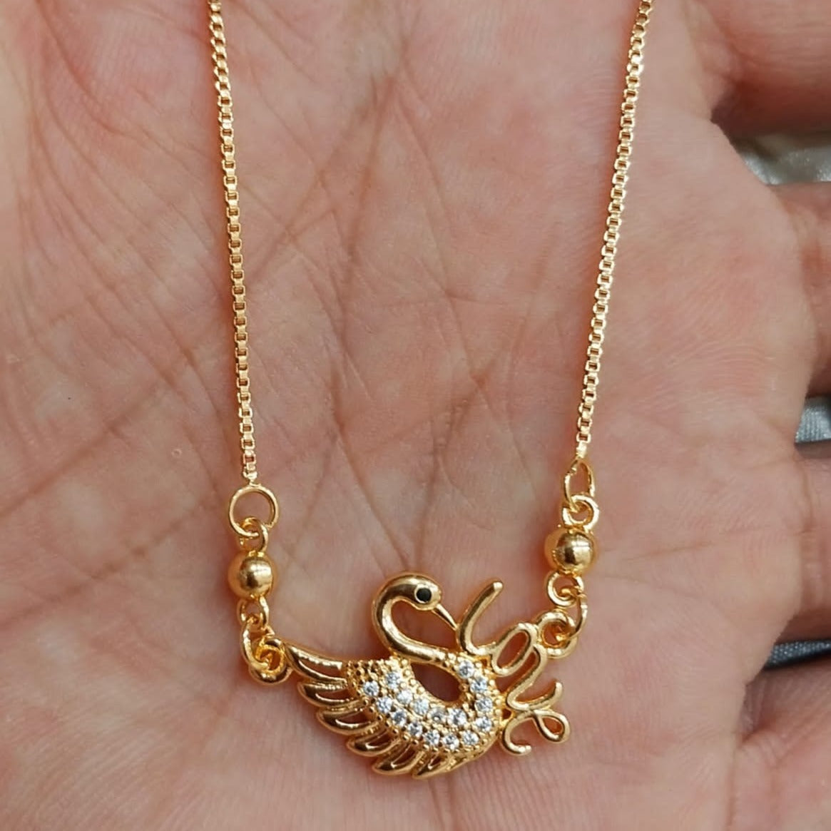 Gold Plated Swan Shaped Locket Chain