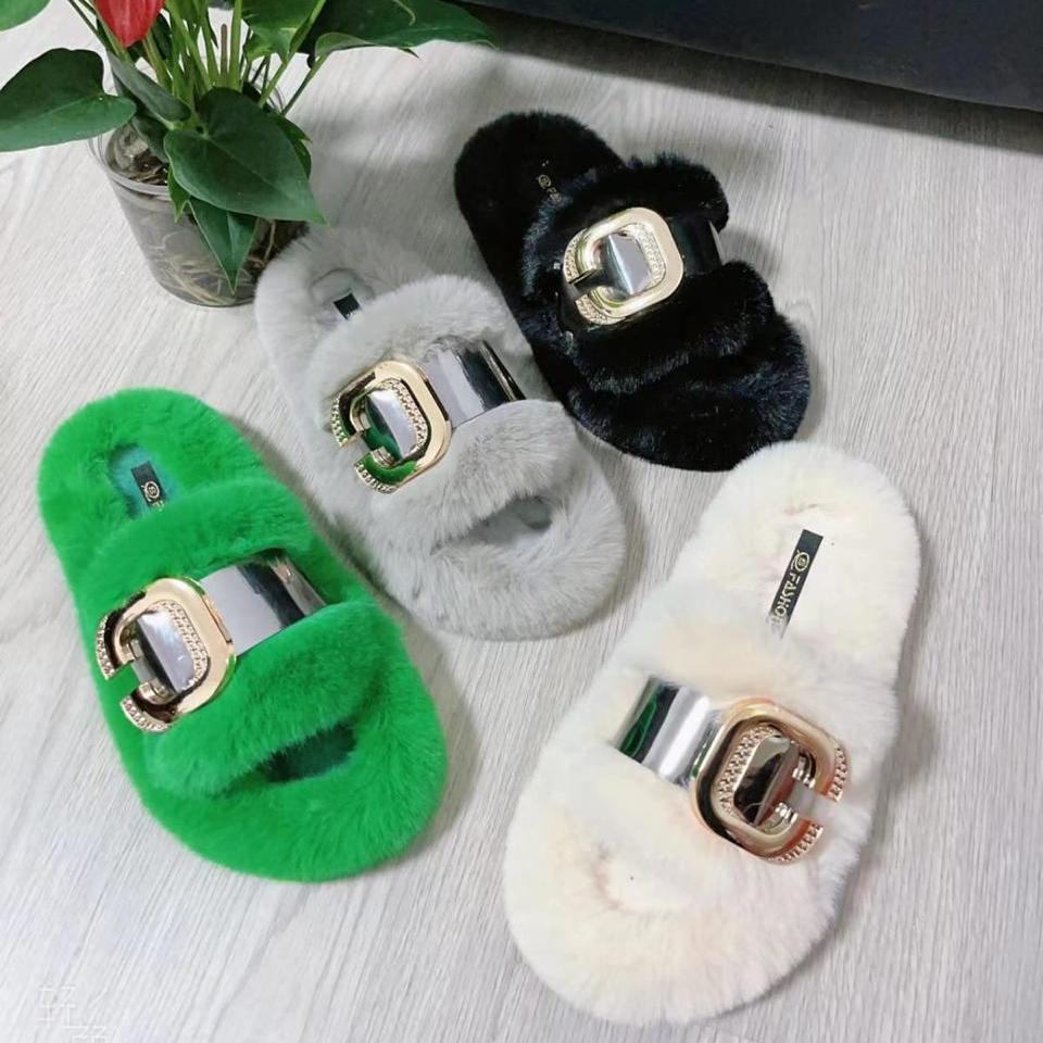 Ladies Winter Fur Slides