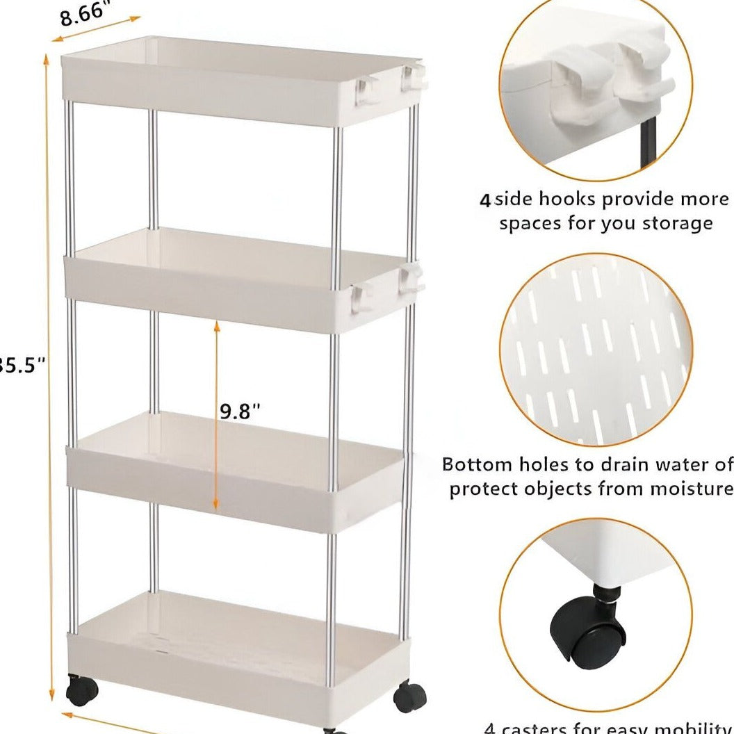 Multifunction 4 Layer Movable Tyre Trolley
