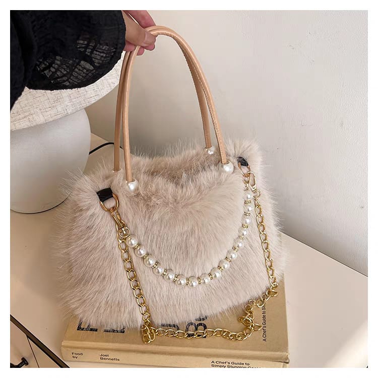 Fluffy Furr Pearl Crossbody Bags