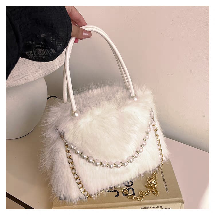 Fluffy Furr Pearl Crossbody Bags
