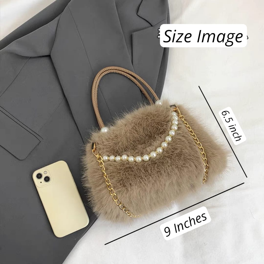 Fluffy Furr Pearl Crossbody Bags