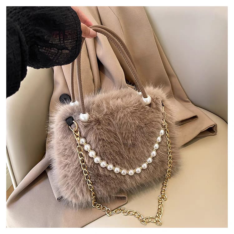 Fluffy Furr Pearl Crossbody Bags