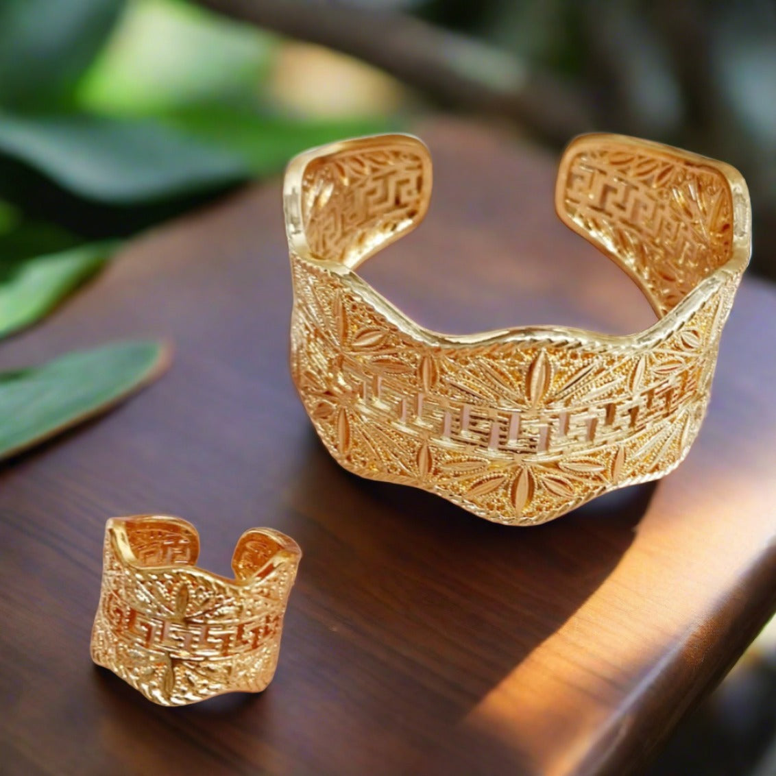 Gold Plated Bangles and Ring Set