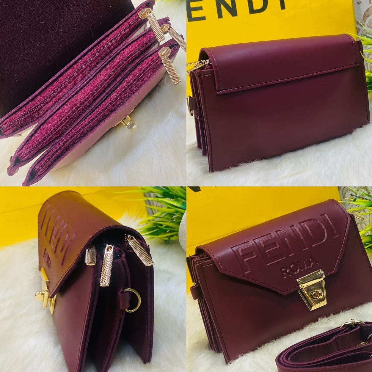 FENDI Triple Zipper Crossbody Bag
