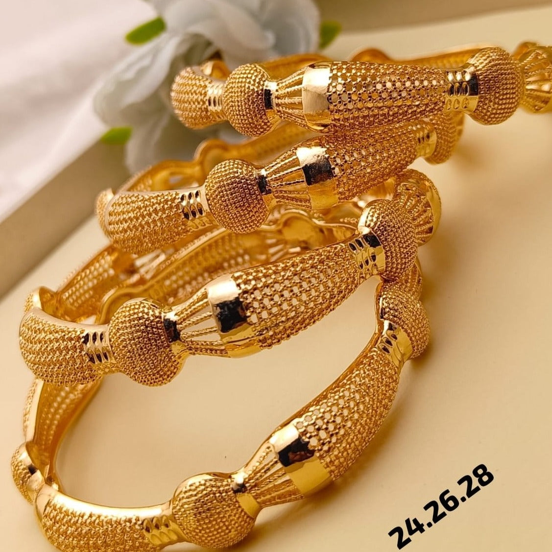 Fancy Gold Plated Indian Bangles - 4 Pieces