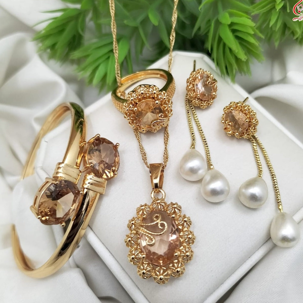 Indian Zircon Gold Plated Combo Set Kara with Ring