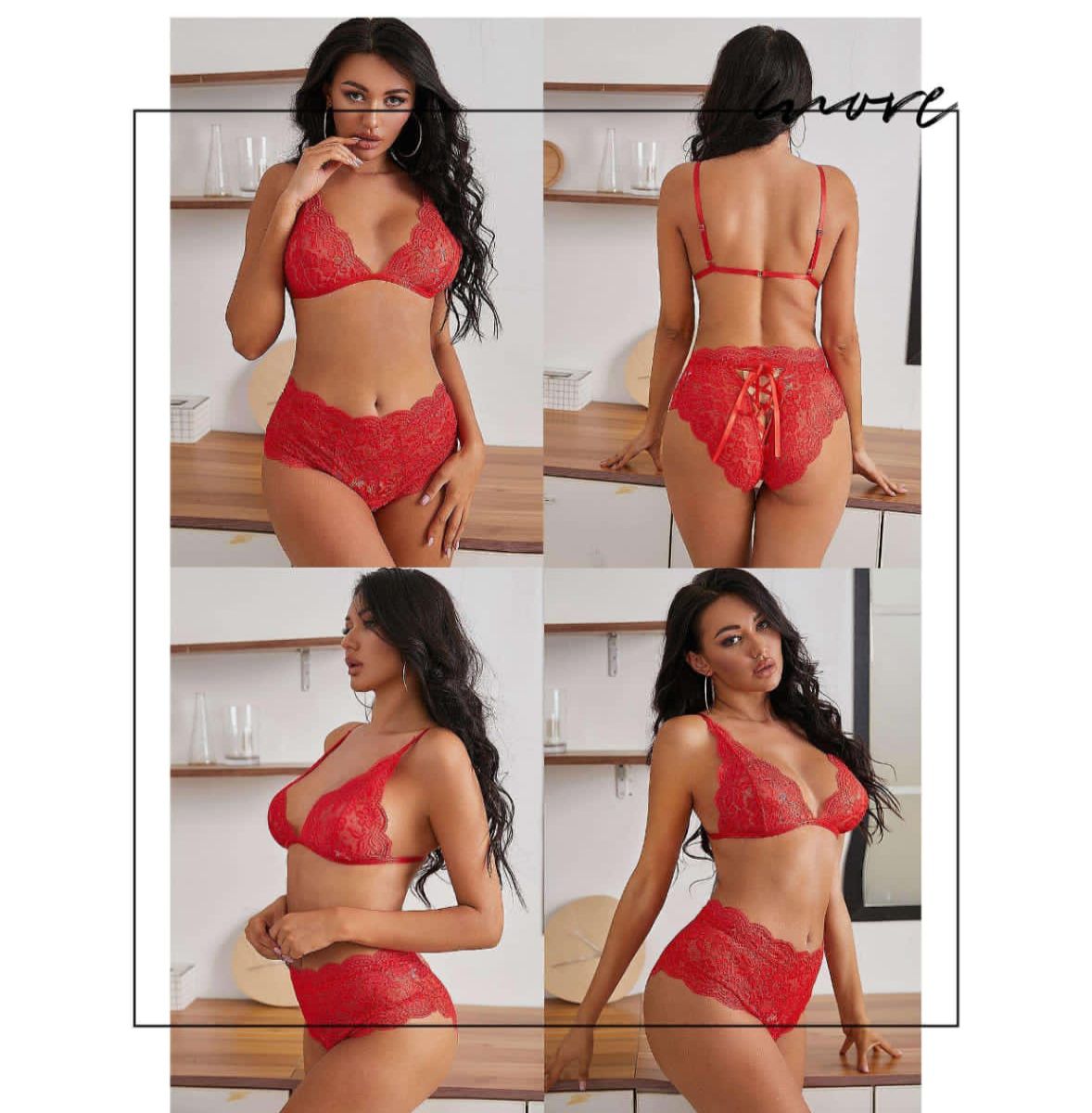Red Ladies Net Bikini Set (A-1077)