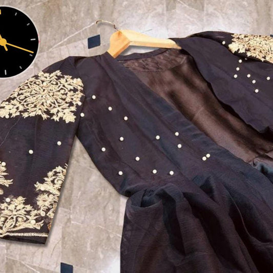 Heavy Embroided Pearls Attached Gown With Long Maxi