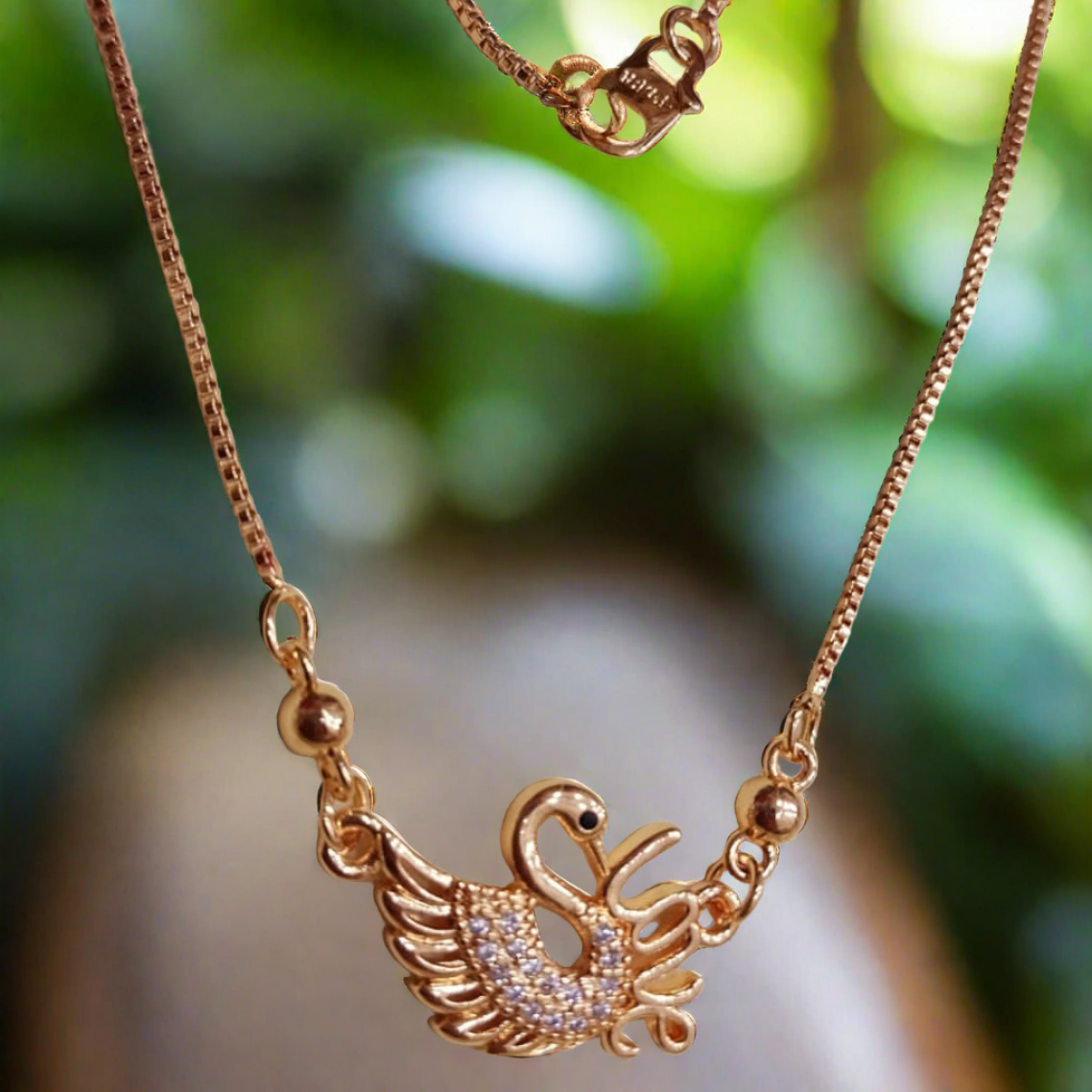 Gold Plated Swan Shaped Locket Chain