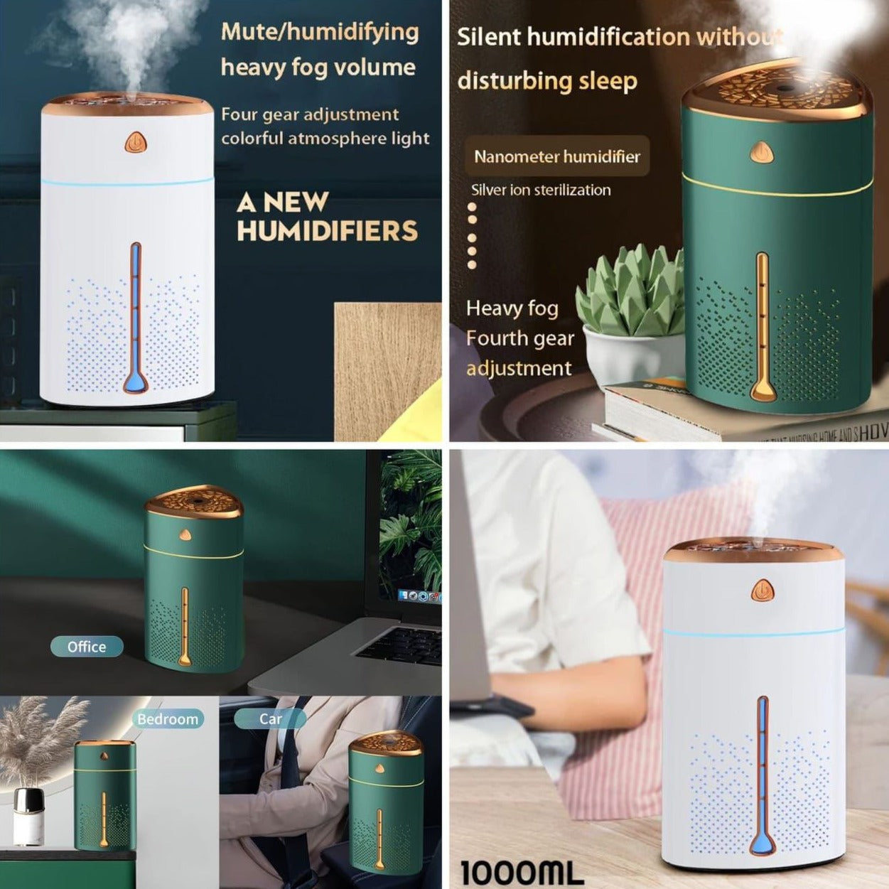 Desktop Mist Diffuser with Cool Night Lights Humidifier