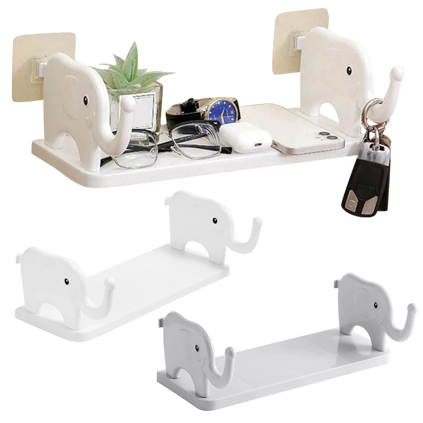 Wall Mounted Elephant Shape Shelf Rack with Holder