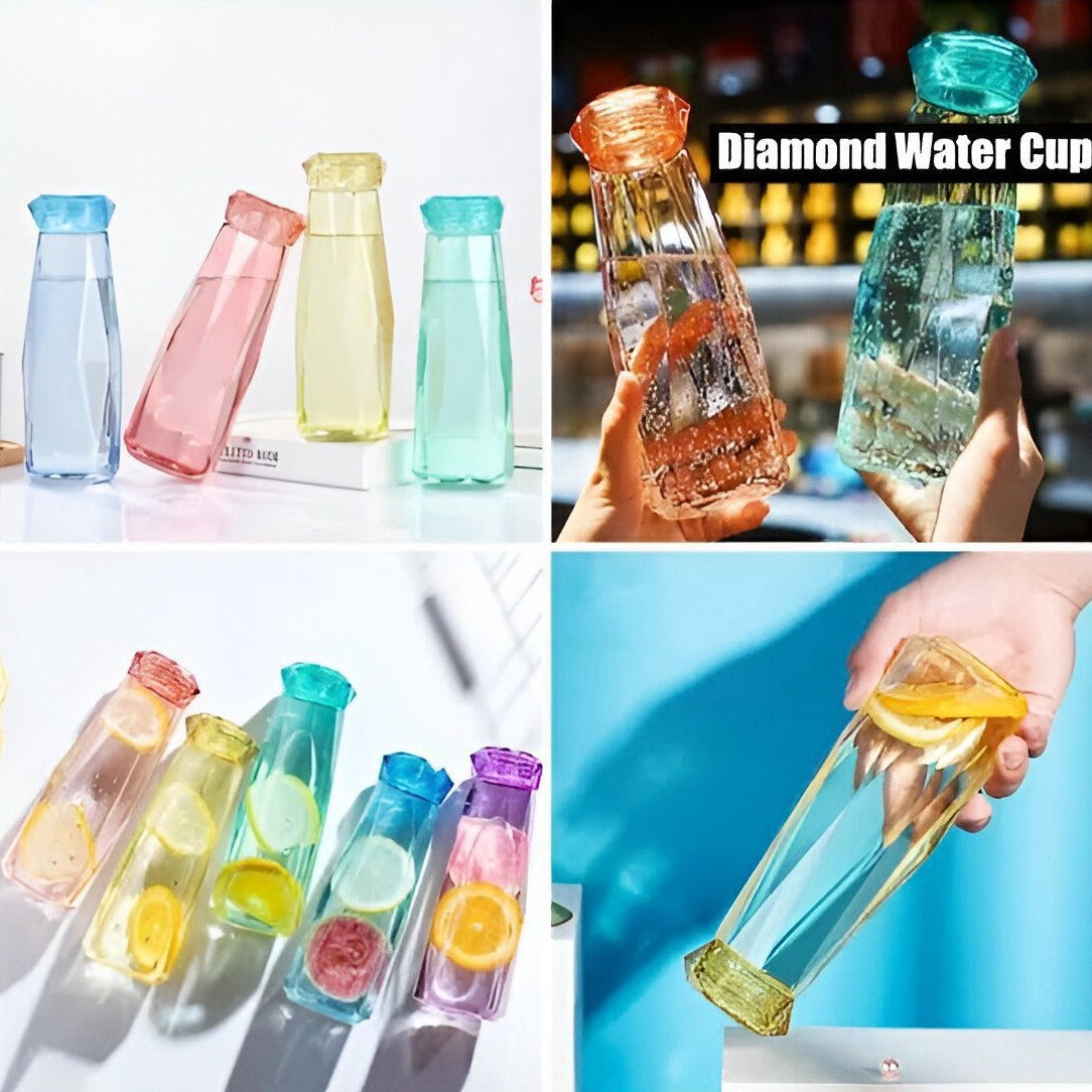 Crystal Diamond Shape Glass Water Bottle