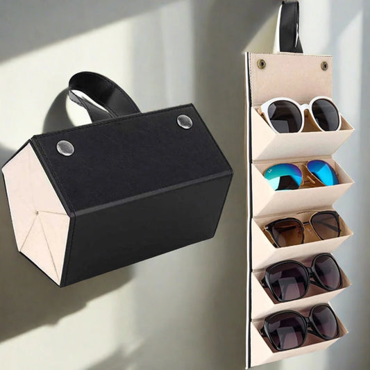 Foldable Leather Eye Glasses Organizer