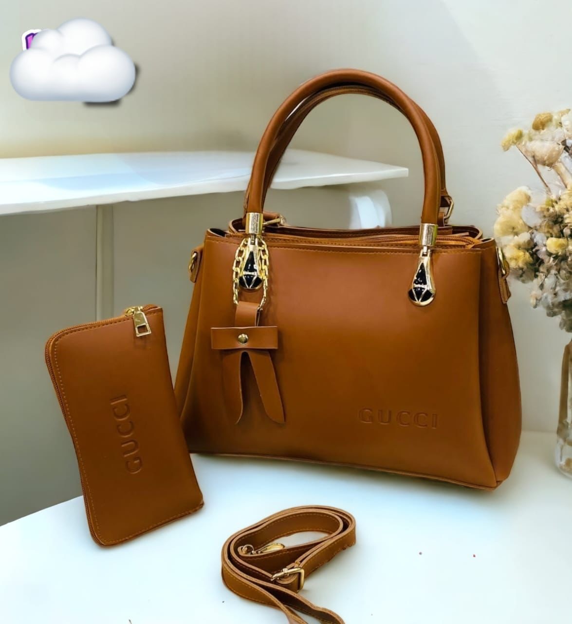 Gucci 2 pcs Stylish Shoulder Bag with Long Strap