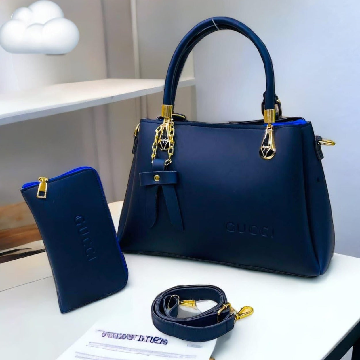Gucci 2 pcs Stylish Shoulder Bag with Long Strap
