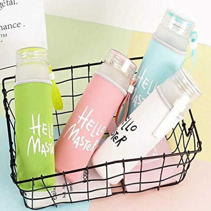Hello Master Crystal Glass Water Bottle