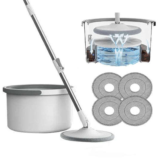 HOUZE - Dual Bucket System Mop with Extra Mop Heads