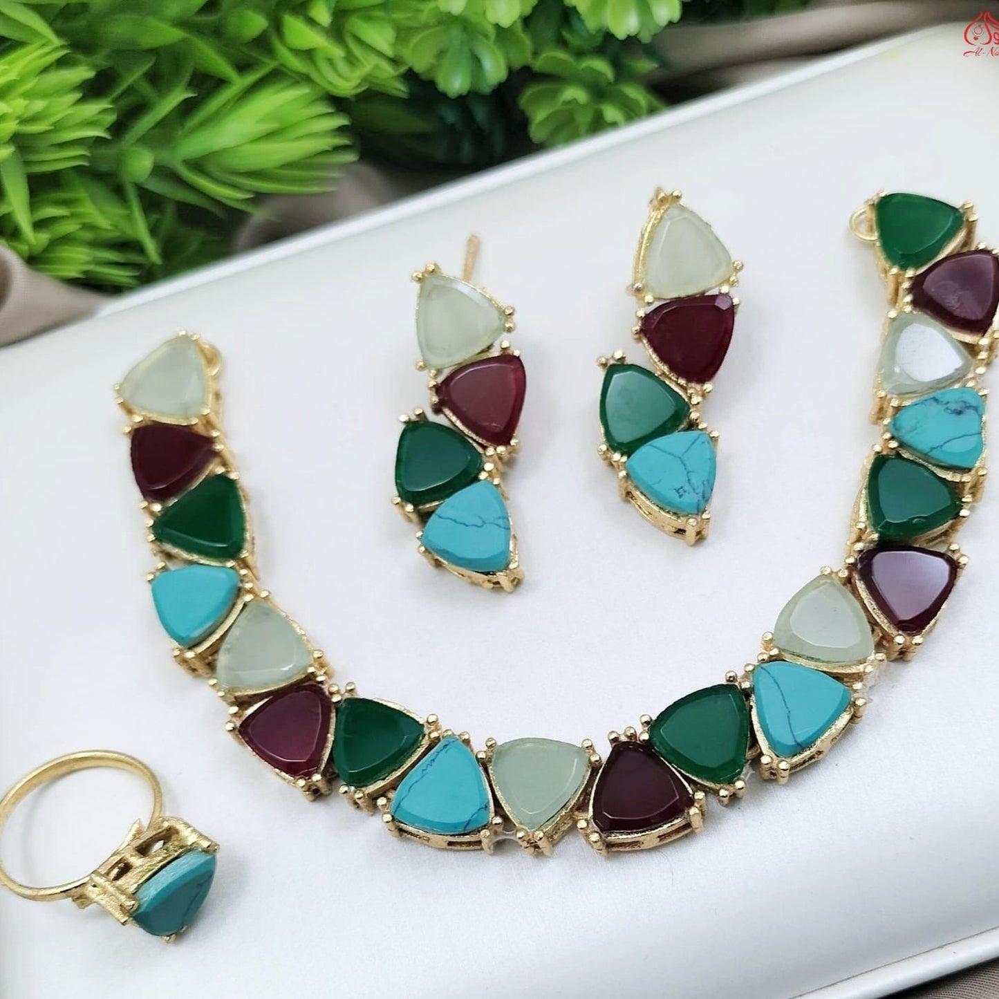 Turkish Stones Necklace Set with Ring