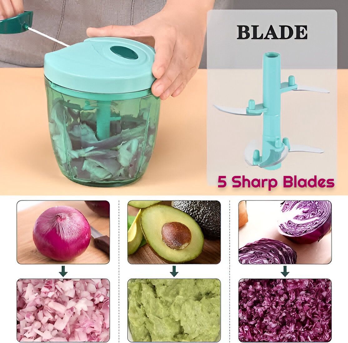 5 Blades Manual Vegetable Chopper