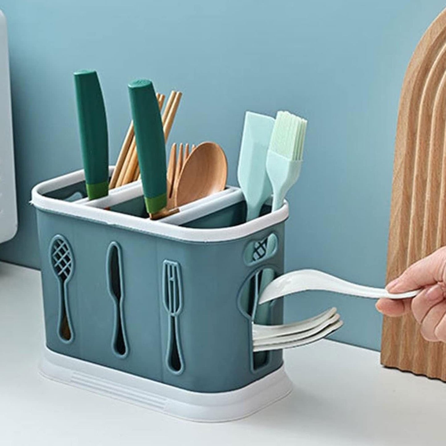 3 Portion Kitchen Cutleries Water Drainage Organiser