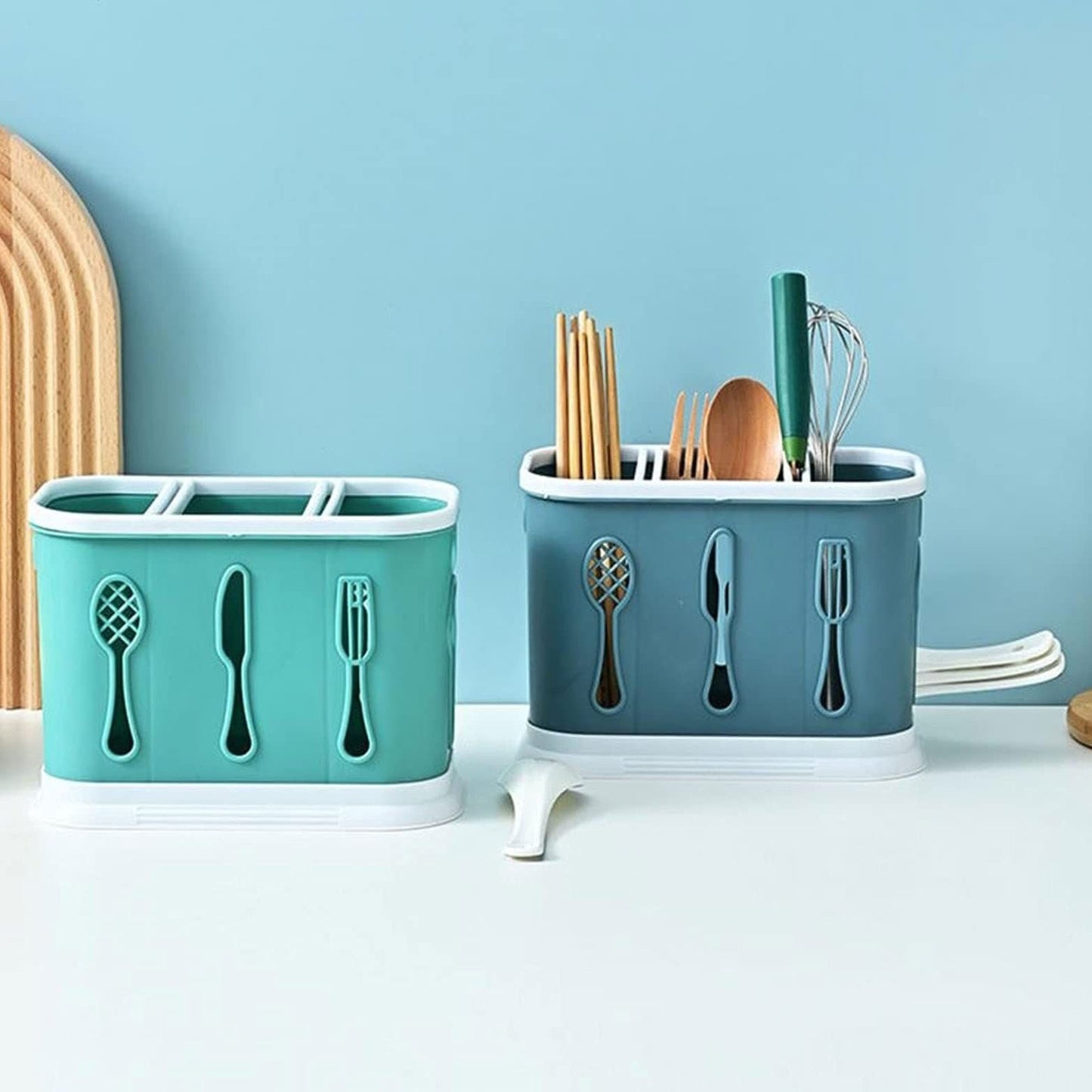 3 Portion Kitchen Cutleries Water Drainage Organiser