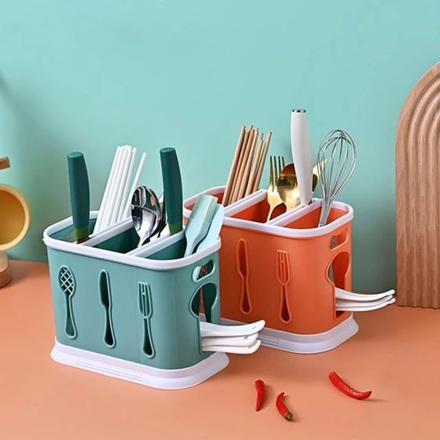 3 Portion Kitchen Cutleries Water Drainage Organiser