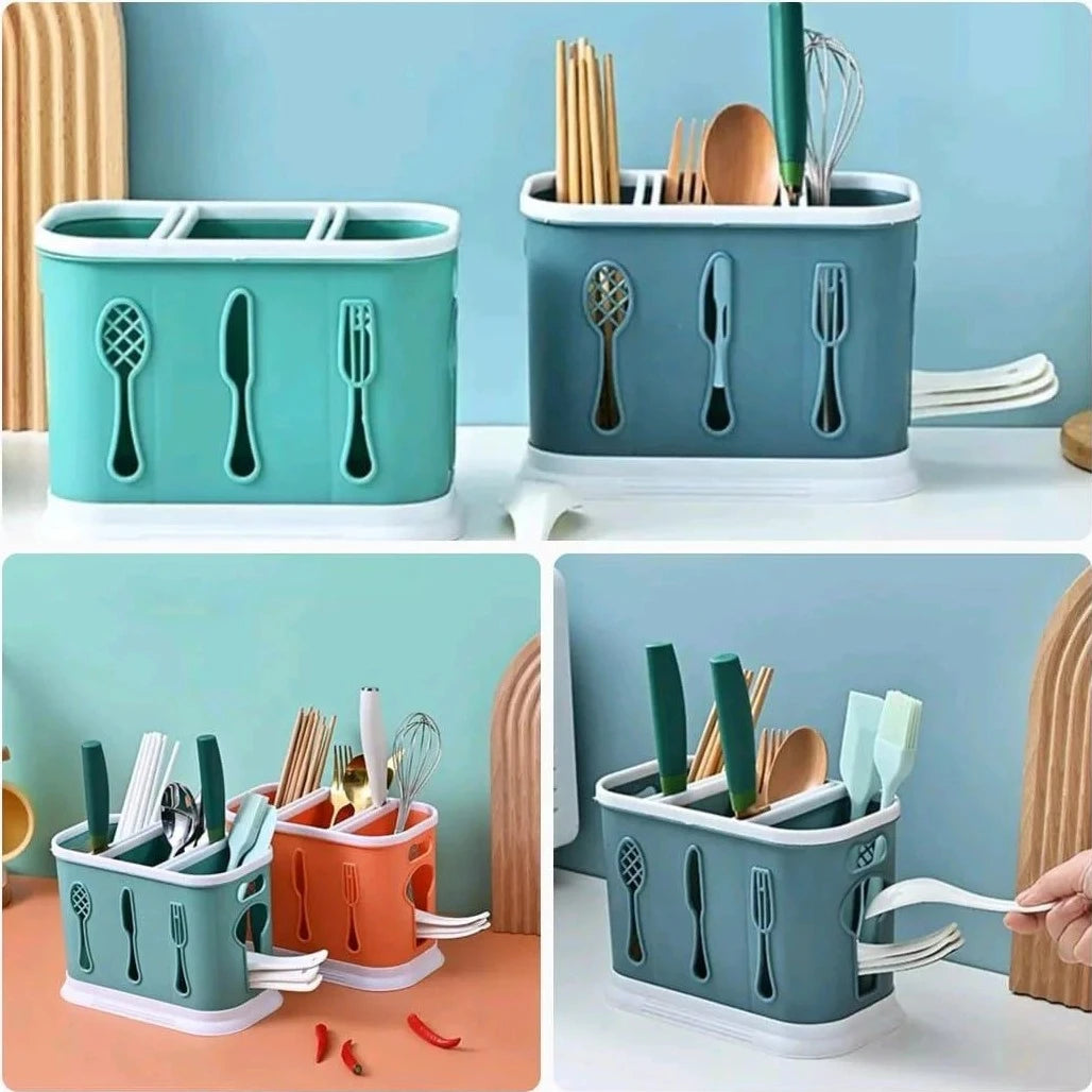 3 Portion Kitchen Cutleries Water Drainage Organiser