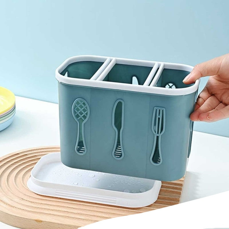 3 Portion Kitchen Cutleries Water Drainage Organiser