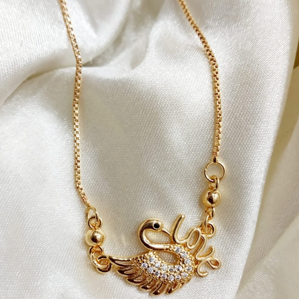 Gold Plated Swan Shaped Locket Chain