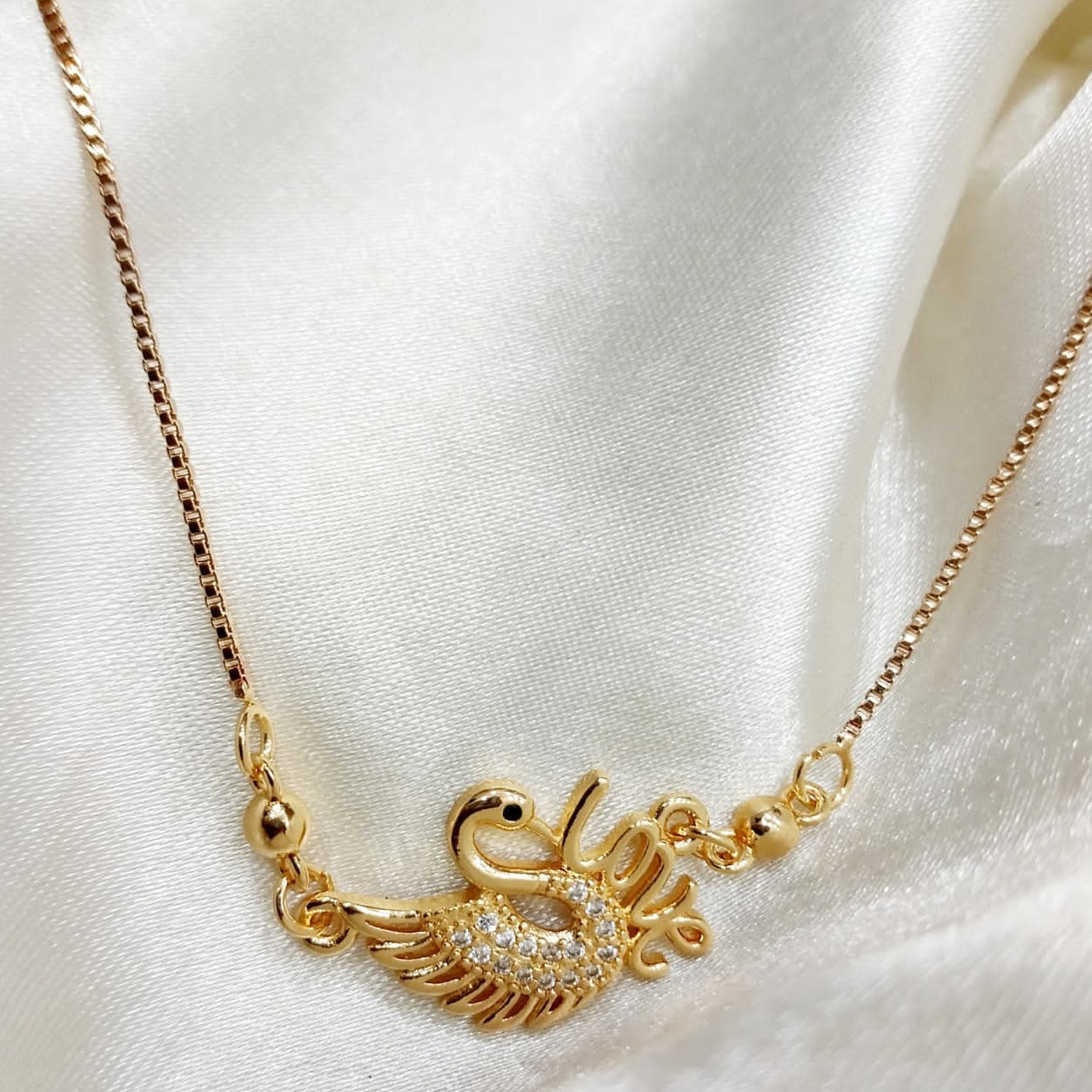 Gold Plated Swan Shaped Locket Chain