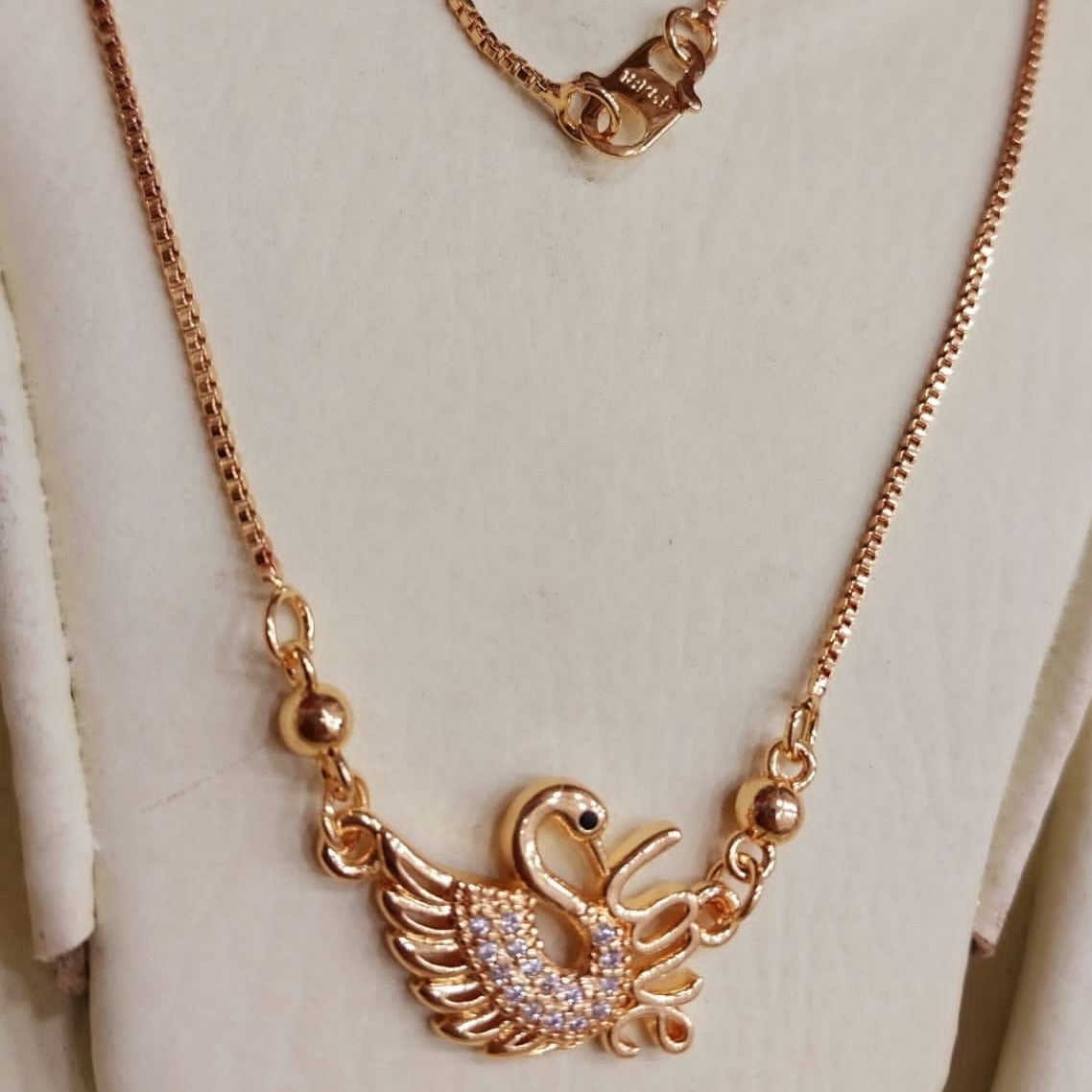 Gold Plated Swan Shaped Locket Chain