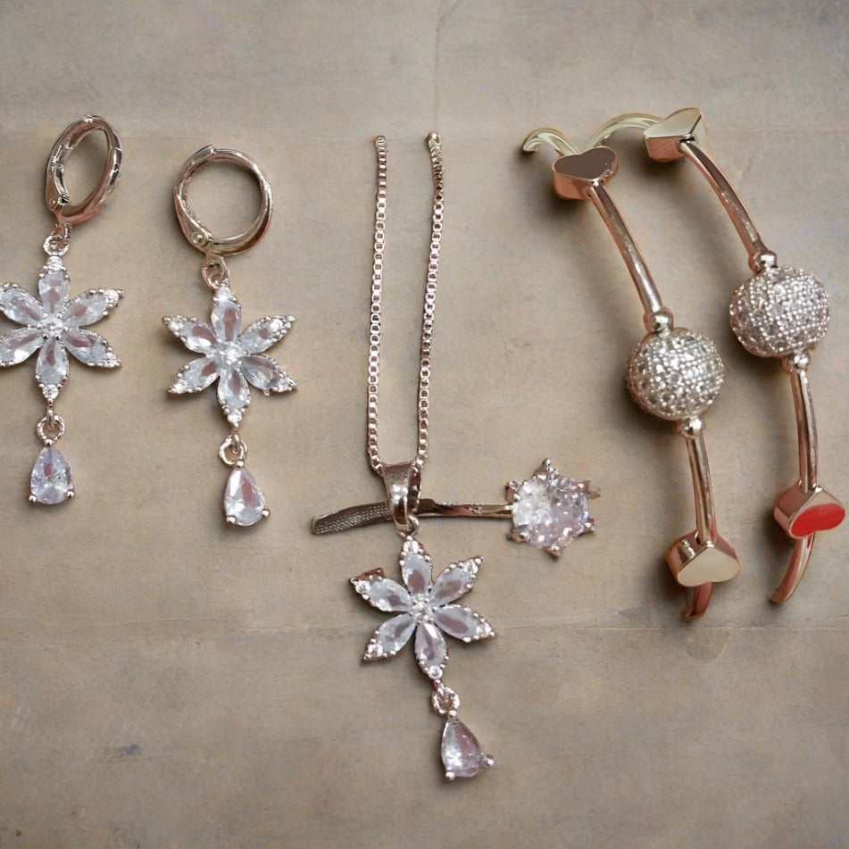 Combo Ladies Jewelry Set - Locket Set, Earrings, Ring, and Bangles
